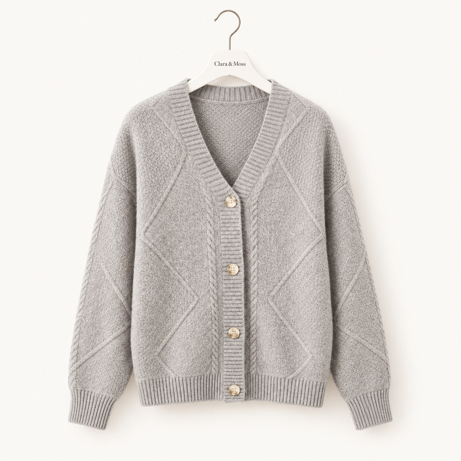 CLARA & MOSS | Hensley — Cable-Knit Button Cardigan