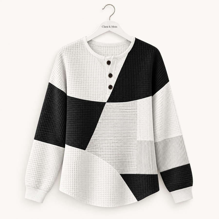 CLARA & MOSS | Ines — Textured Stand-Collar Top