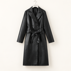 CLARA & MOSS | Simone — Belted Faux Leather Coat