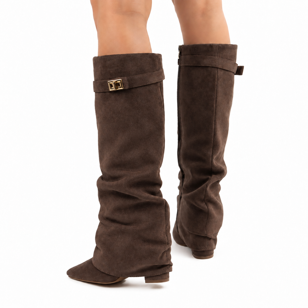 CLARA & MOSS | Maeve — Block Heel Suede Boots