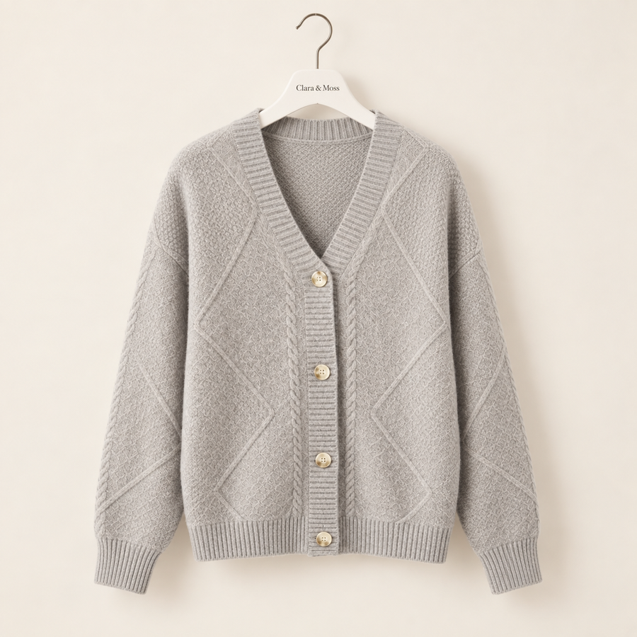 CLARA & MOSS | Hensley — Cable-Knit Button Cardigan