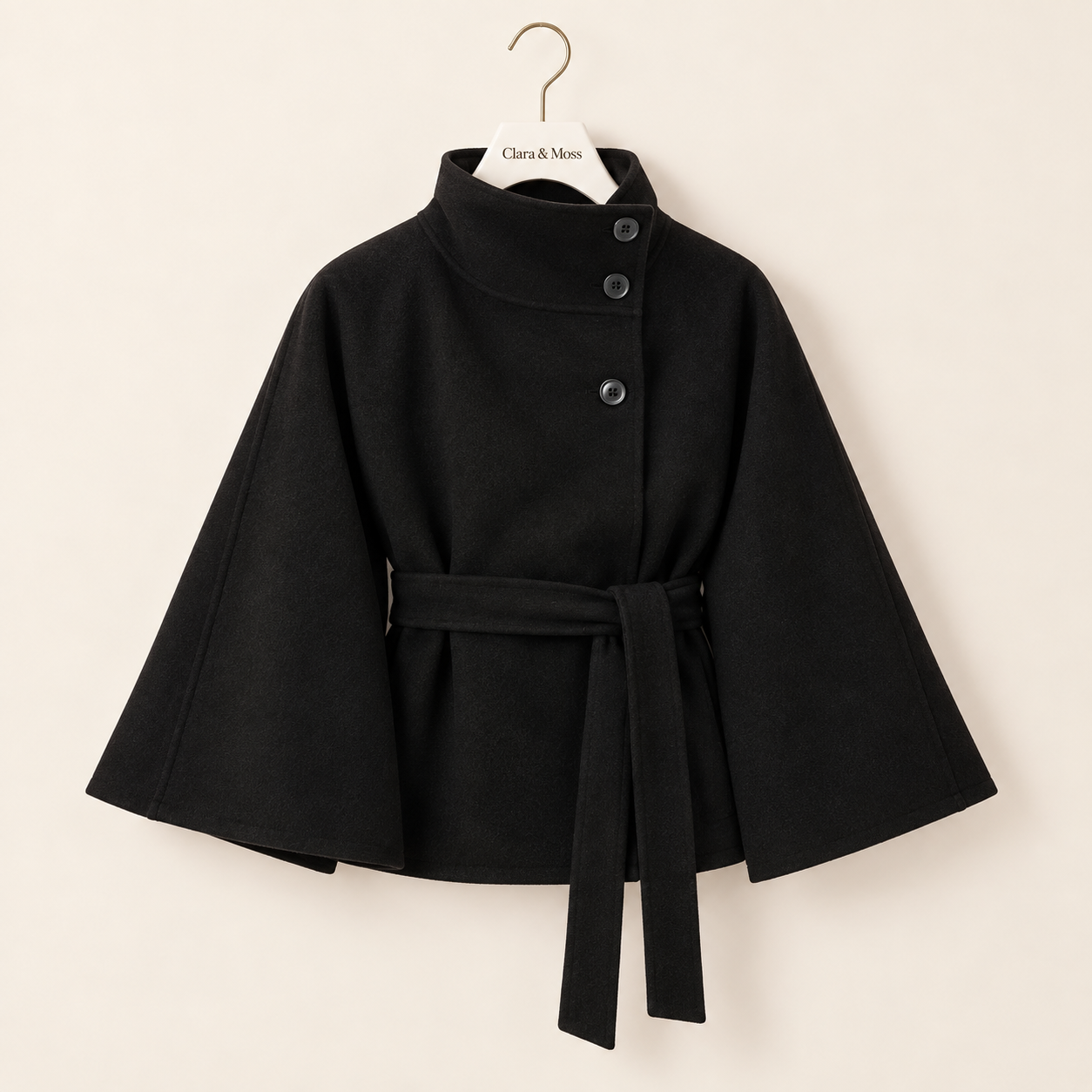 CLARA & MOSS | Elin – Cape Coat with Belt