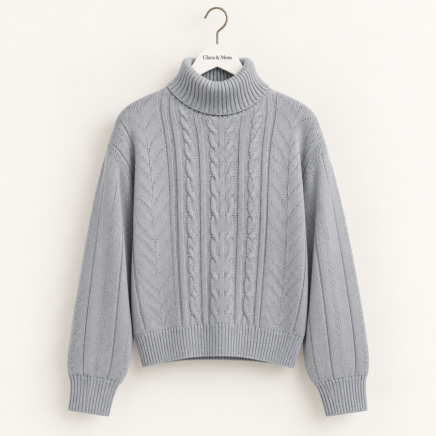 CLARA & MOSS | Noor — Cable Turtleneck Sweater