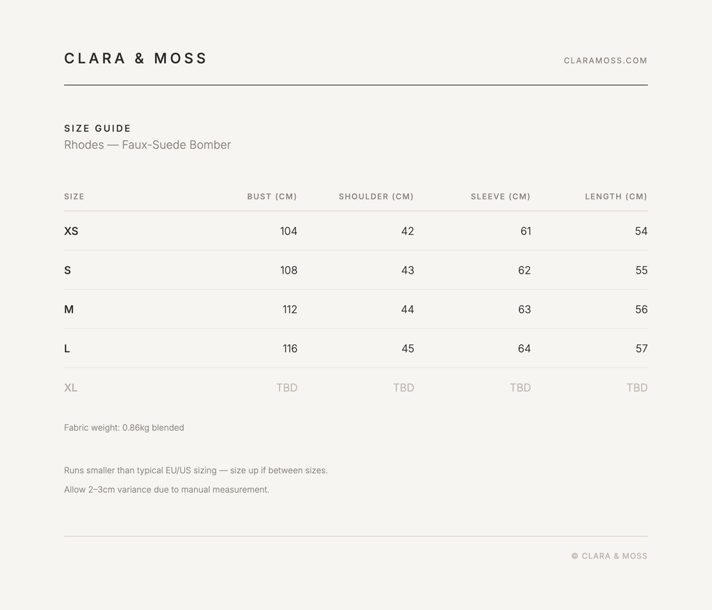 CLARA & MOSS | Rhodes — Faux-Suede Bomber