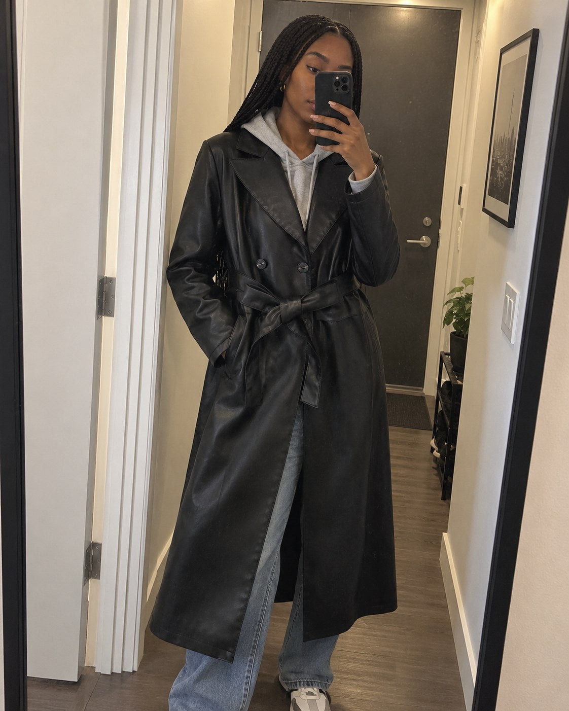Simone Black Trench lifestyle