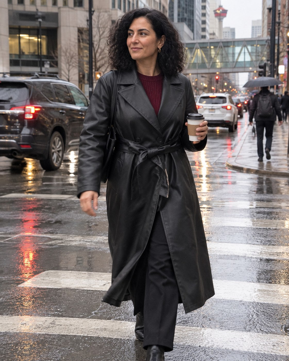 Simone Black Trench lifestyle