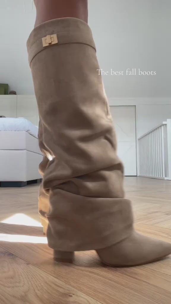 CLARA & MOSS | Maeve — Block Heel Suede Boots